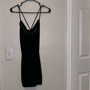 black cowl neck night out dress